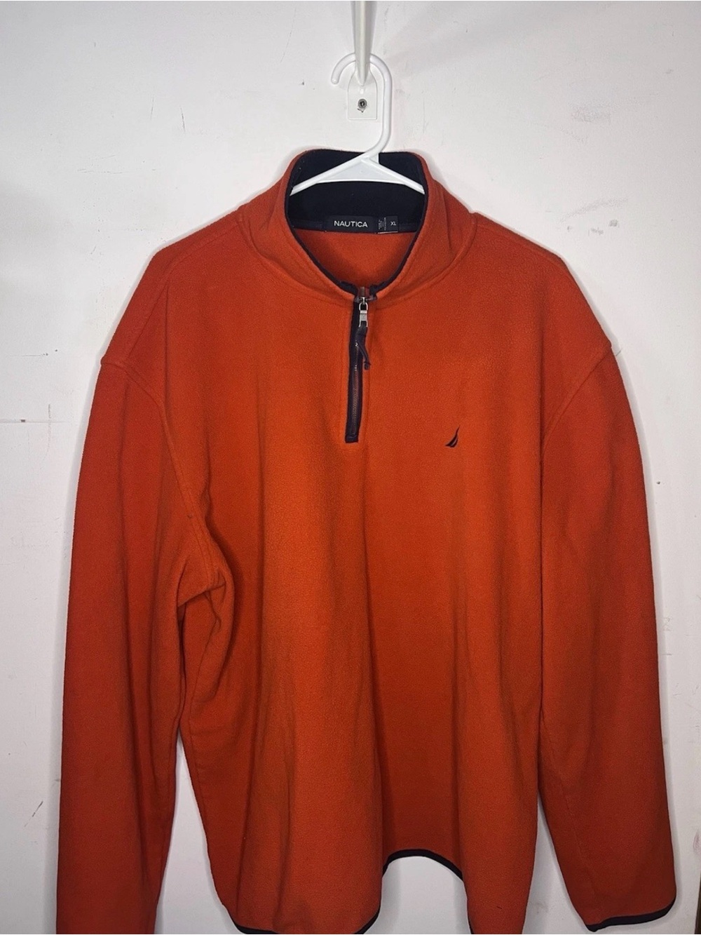 Nautica Men’s Orange 1/4 Zip Pullover Size XL Fleece